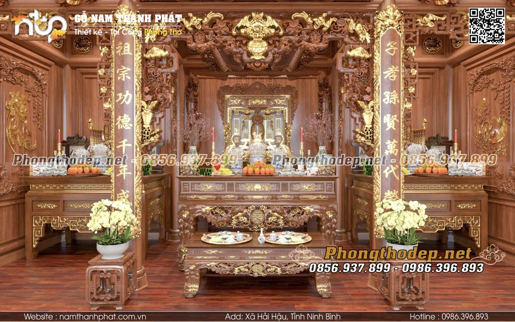 Thiết kế phòng thờ truyền thống đẹp cho biệt thự hiện đại